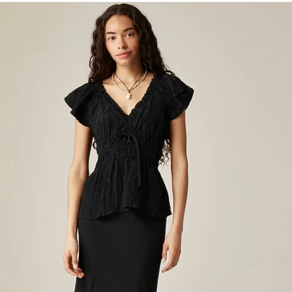 NWT J. Crew Palermo top black XL